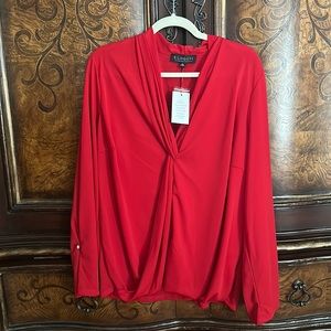 Eloquii red long sleeve dressy top blouse size 18 nwt. Polyester